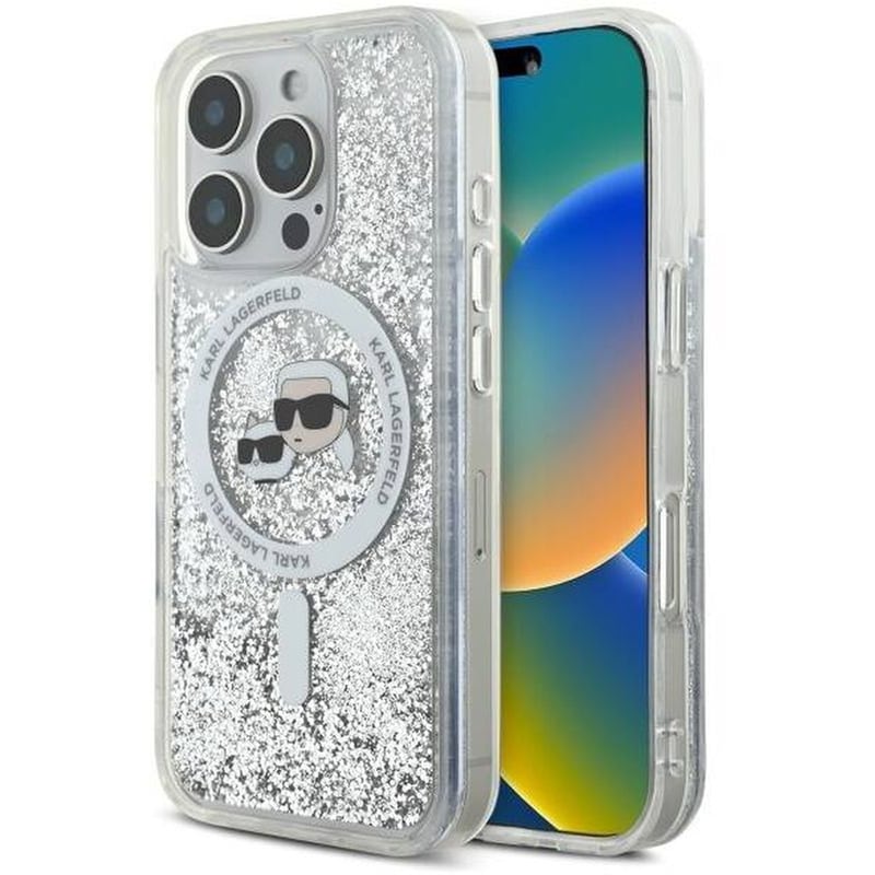 Θήκη Apple iPhone 16 Pro - Karl Lagerfeld Hard Liquid Glitter KarlChoupette Head MagSafe - Transparent KARL LAGERFELD