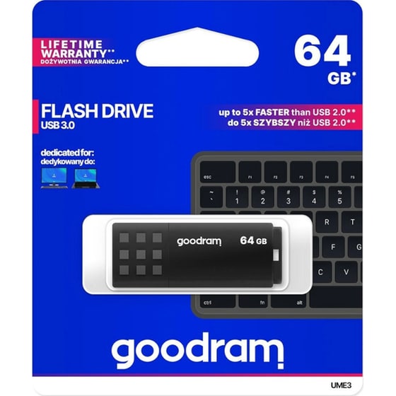 GoodRAM UME3 64GB USB 3.0 Stick Μαύρο image 2