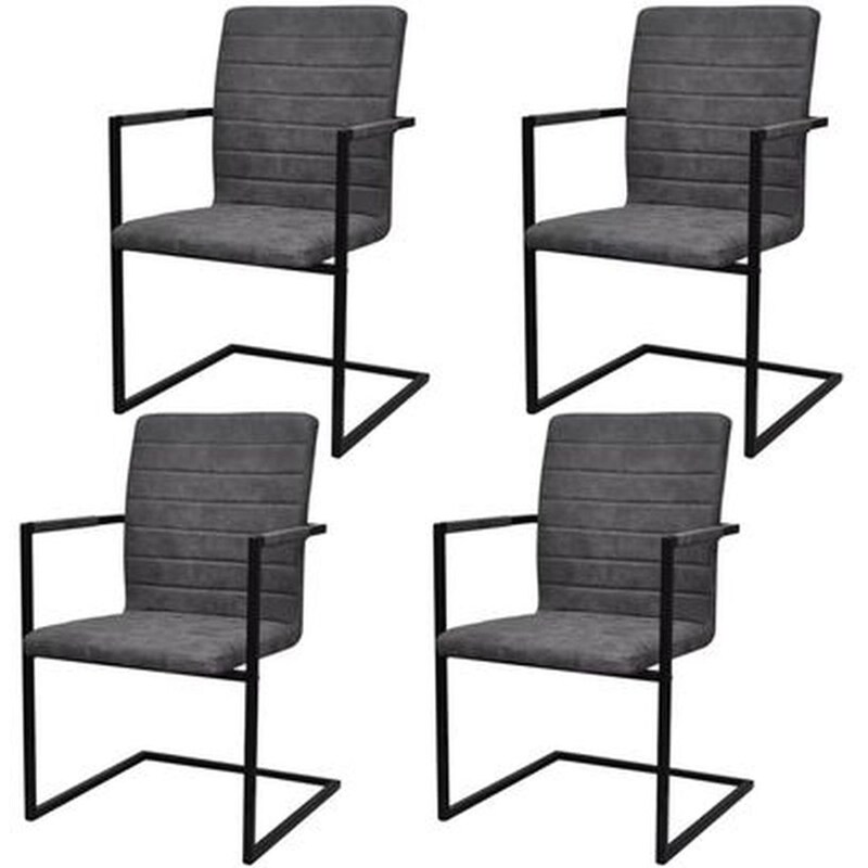 Καρέκλες Τραπεζαρίας Vidaxl «πρόβολος» από Συνθετικό Δέρμα 4 Τμχ - Γκρι