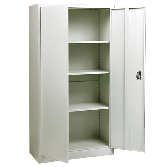 Δίφυλλη Μεταλλική Ντουλάπα WOODWELL με 3 ράφια 90x40x185 cm - Λευκή image 1