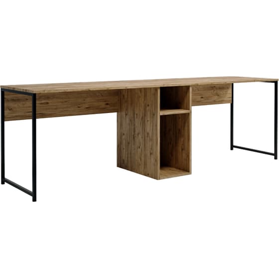 Γραφείo Βιβλιοθήκη 24Mall Doppio από Μοριοσανίδα 240x60x74 cm - Μπεζ image 0