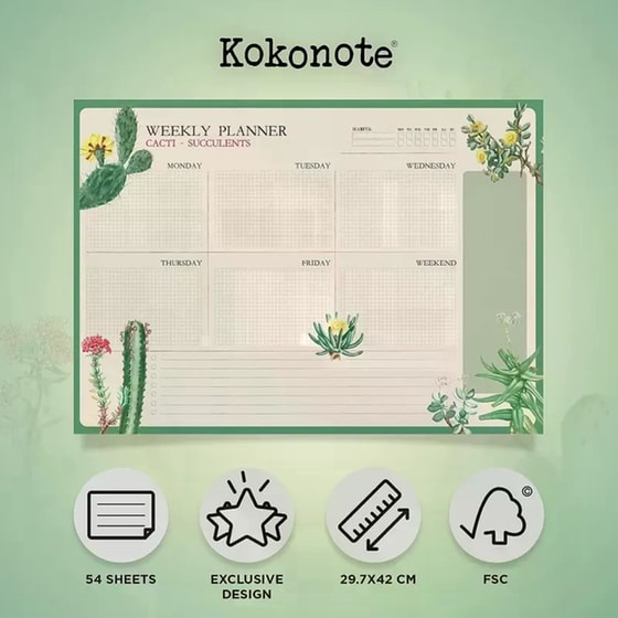 Εβδομαδιαίο Πλάνο Μπλοκ A3 Botanical Cacti 42x29cm image 6