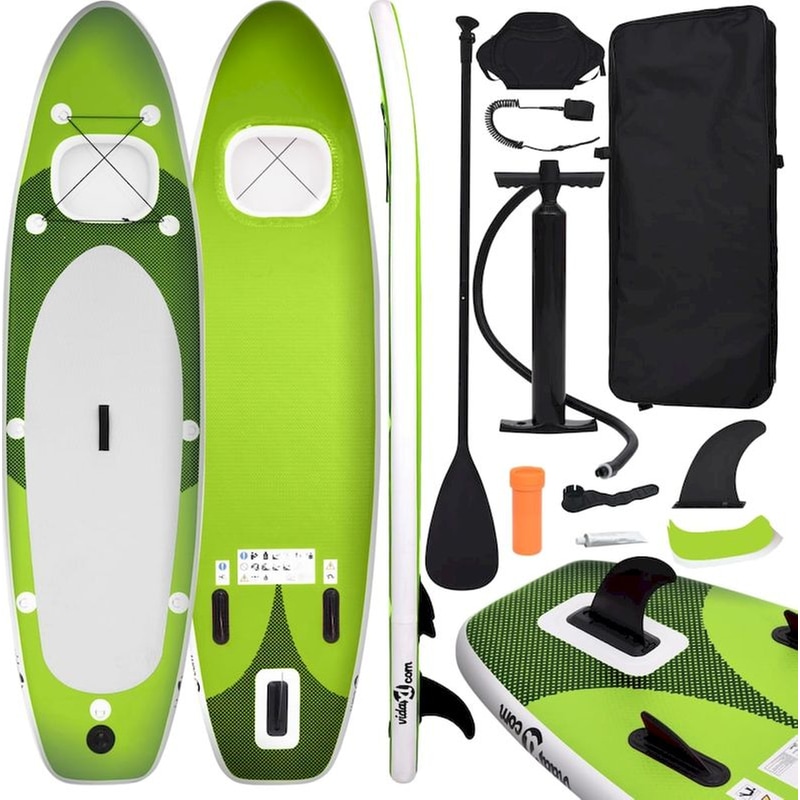 VIDAXL Φουσκωτή Σανίδα SUP VidaXL 300x76x10cm - Πράσινη