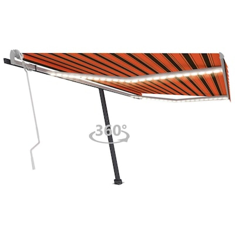 Τέντα Vidaxl Συρόμενη Χειροκίνητη με LED 400x300cm - Πορτοκαλί/Καφέ