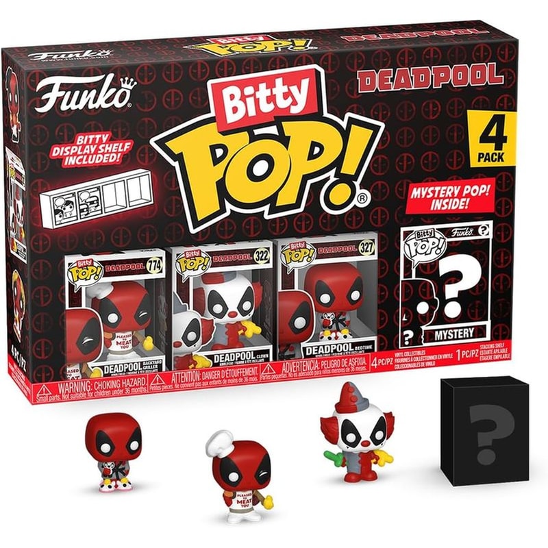 FUNKO Funko Bitty Pop! Marvel - Deadpool (Backyard Griller), Deadpool (Clown), Deadpool (Bedtime) And Chase Mystery 4-Pack