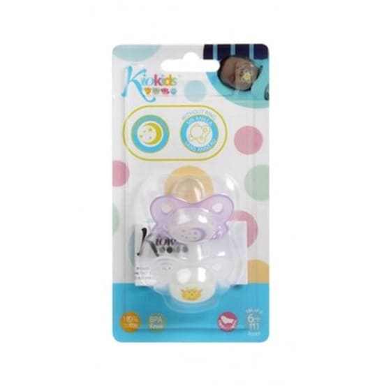 Kiokids Σετ Πιπίλας Σιλικόνης 2 Τμχ Που Φωσφορίζει 6+m image 1