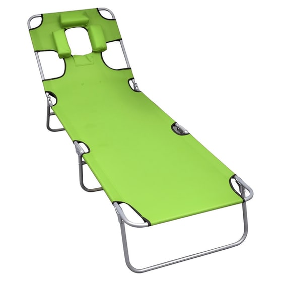 Ξαπλώστρα Παραλίας/ Κήπου VidaXL Ατσάλινη με Προσκέφαλο 189x58x27 cm- Λαχανί image 0