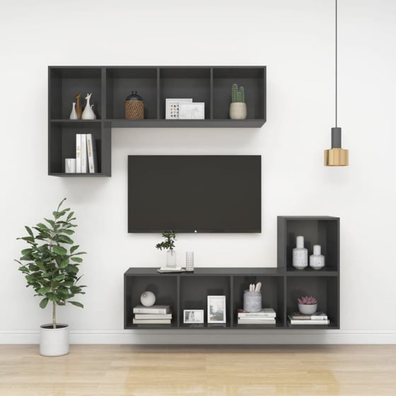 Έπιπλο Τηλεόρασης VidaXL Μοριοσανίδα 37x37x142.5cm - Γκρι image 7