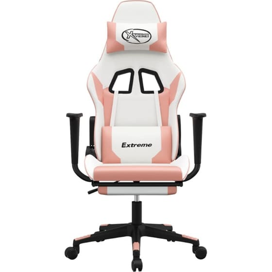 Καρέκλα Gaming VIDAXL 3143708 με Υποπόδιο από Τεχνητό Δέρμα - Λευκό image 1