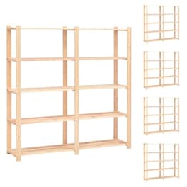 Vidaxl Ραφιέρες 5 Επιπέδων 5 Τεμ 500 Κ 170x38x170 Εκ Μασίφ Ξύλο Πεύκου