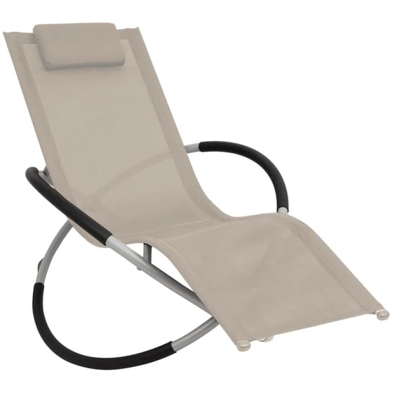 Ξαπλώστρα Παραλίας/Κήπου VidaXL σε Γεωμετρικό Σχήμα Ατσάλινη με Προσκέφαλο  144x74x85 cm - Κρεμ image 0