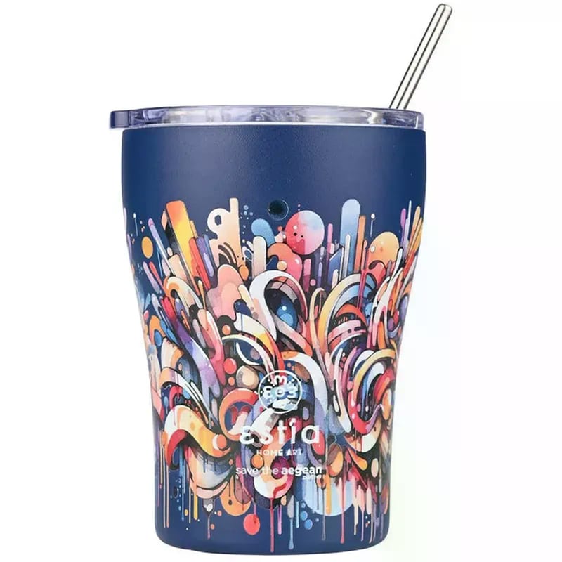 ESTIA HOME ART Ποτήρι Θερμός Estia με Καλαμάκι Vibrant Vortex 350ml