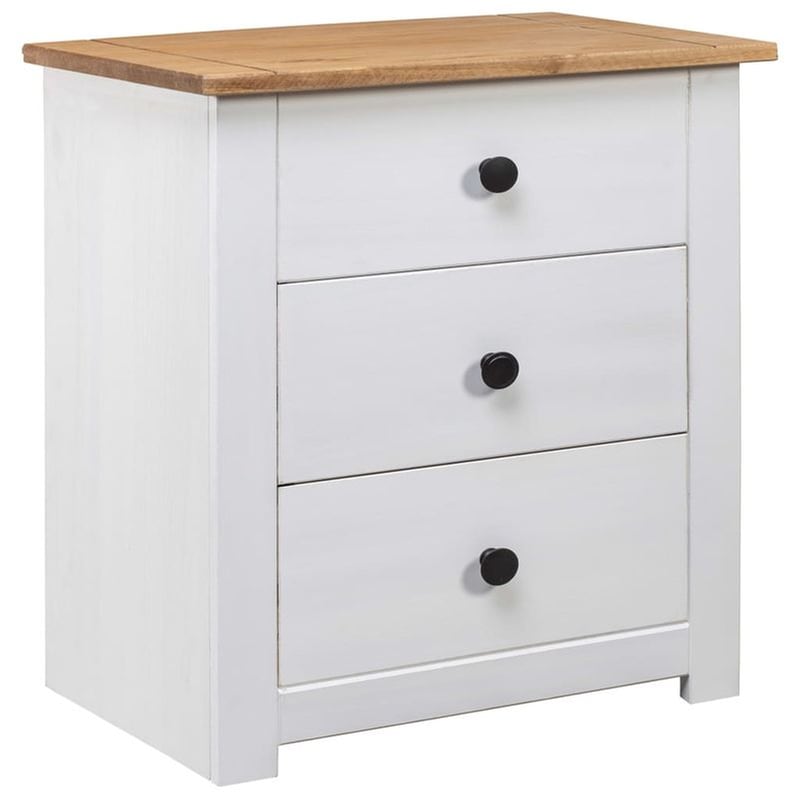 Κομοδίνο Vidaxl Από Ξύλο Πεύκου Σειρά Panama 46x40x57 cm - Λευκό