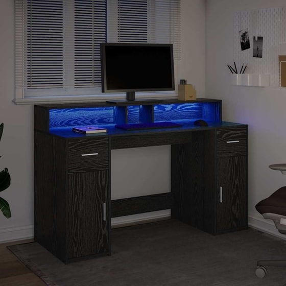 Γραφείο VidaXL από Επεξεργασμένο Ξύλο 140x55x91 cm - Μαύρη Δρυς image 4