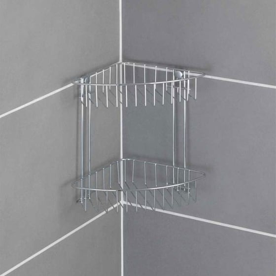 Ραφιέρα Μπάνιου Wenko Μεταλλική Διπλή 26.5x19.5x26.5cm - Ασημί image 2