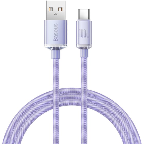 Καλώδιο δεδομένων Baseus Crystal Shine Series Usb to Usb-C 100W 1.2m - Lilac image 0