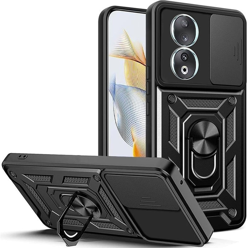 TECHSUIT Θήκη Honor 90 - Techsuit Camshield με Κάλυμμα για την Κάμερα μεταλλικό Ring Holder - Μαύρο