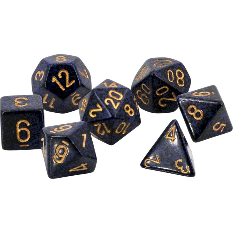 CHESSEX Σετ Ζάρια - 7 Dice Set Speckled Polyhedral Golden Cobalt Chessex