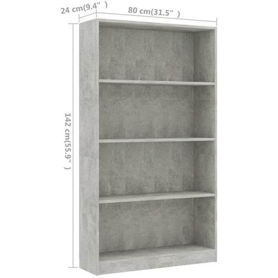 Βιβλιοθήκη VidaXL από Μοριοσανίδα 80x24x142 cm - Γκρι image 5