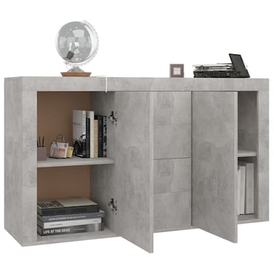 Vidaxl Μπουφές Γκρι Του Σκυροδέματος 120 X 36 X 69 Εκ. Από Μοριοσανίδα image 4