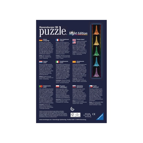 3D Παζλ Πύργος του Άιφελ Night Edition Ravensburger (216 Κομμάτια) image 3