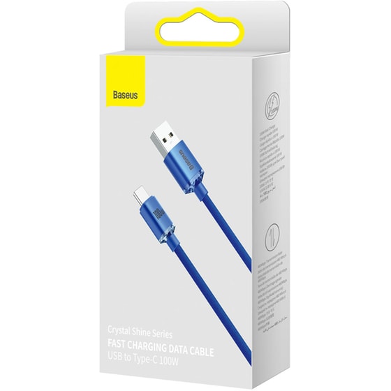 Καλώδιο δεδομένων Baseus Crystal Shine Series Usb to Usb-C 100W 1.2 m - Blue image 3