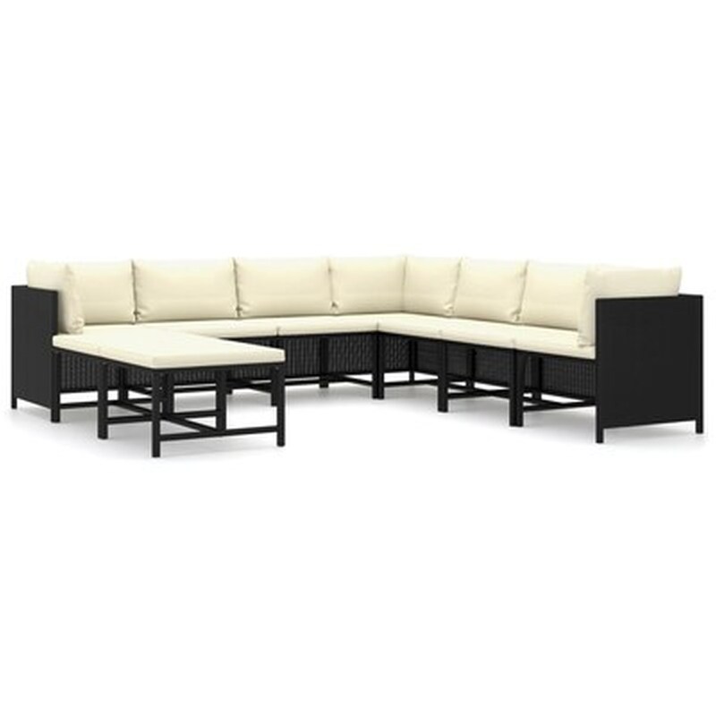 Vidaxl Σαλόνι Κήπου 9 Τεμαχίων Μαύρο Από Συνθετικό Ρατάν Με Μαξιλάρια VIDAXL