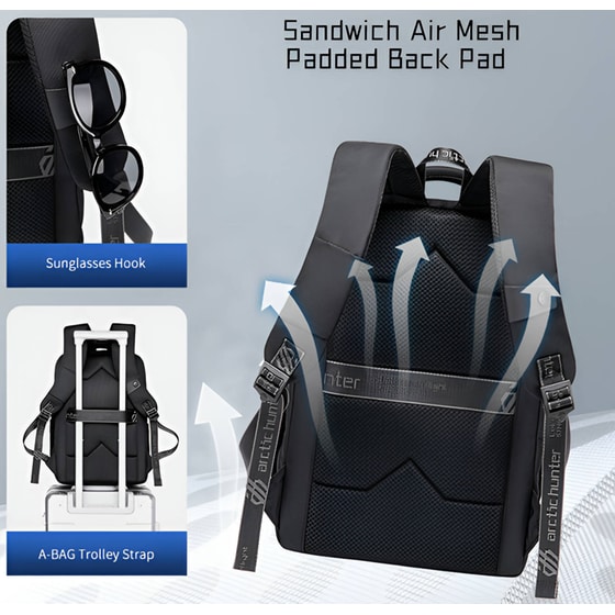 Τσάντα Laptop Arctic Hunter B00498 15.6" Αδιάβροχη - Μαύρο image 3