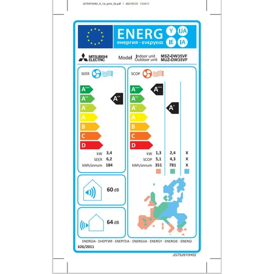 MITSUBISHI Electric MSZ/MUZ-DW35 Κλιματιστικό Inverter 12.000 BTU Α++/Α+++ με Wi-Fi image 3