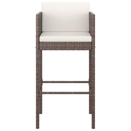 Σκαμπό Κήπου VidaXL με Μαξιλάρια από Ρατάν 50x48x100 cm  2 Τμχ  - Καφέ/Κρεμ image 3