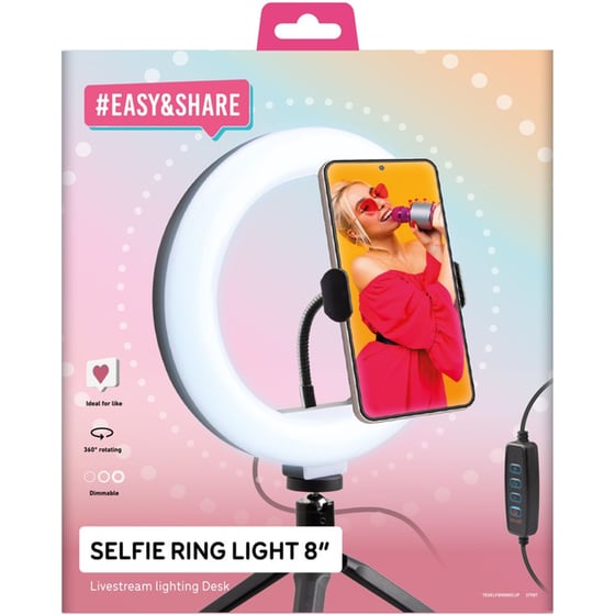 Τρίποδο SBS με Δακτύλιο LED 20cm και Ρυθμιζόμενη Ένταση - Μαύρο image 1