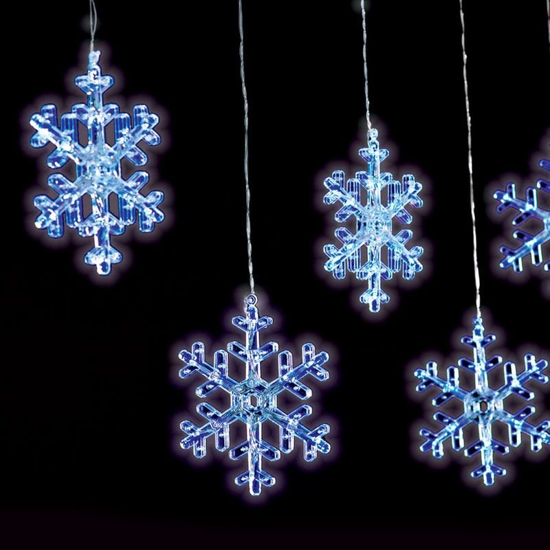 Χριστουγεννιάτικα Λαμπάκια Κουρτίνα Aca Decor 120 LED Snowflake 6m - Λευκό Ψυχρό