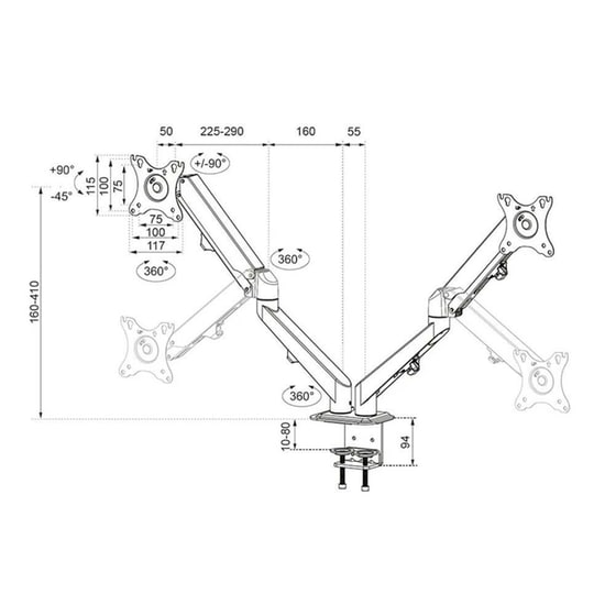 Βάση Οθόνης Επιτραπέζια Neomounts NEODS70-700BL2 17'' - 27'' έως 7 kg image 5
