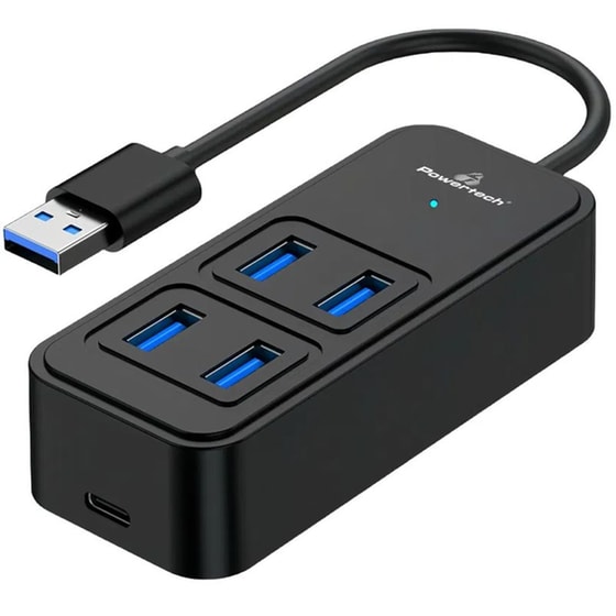 Powertech Usb Hub Ptr-0153, 4x Θυρών, 5 Gbps, Usb Σύνδεση, Μαύρο image 0