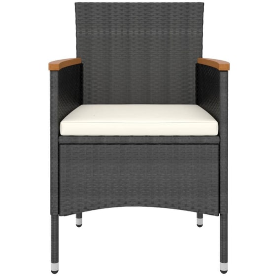 Σετ Επίπλων Bistro Κήπου VidaXL από Συνθ. Ρατάν και Ψημένο Γυαλί 5Τμχ - Μαύρο image 3