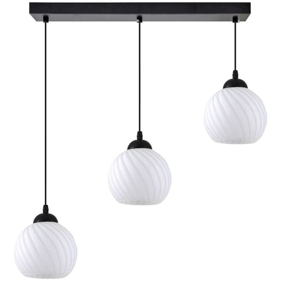 Φωτιστικό Οροφής Τρίφωτο Homelighting Swirl 77-8198 Γυάλινο/Μεταλλικό - Λευκό/Μαύρο image 0