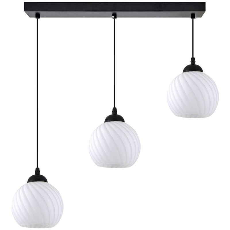 HOMELIGHTING Φωτιστικό Οροφής Τρίφωτο Homelighting Swirl 77-8198 Γυάλινο/Μεταλλικό - Λευκό/Μαύρο