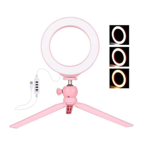 Puluz Ring Light Led 16εκ. Με Τρίποδο - Puluz - Ροζ - Selfie Ring Light image 1