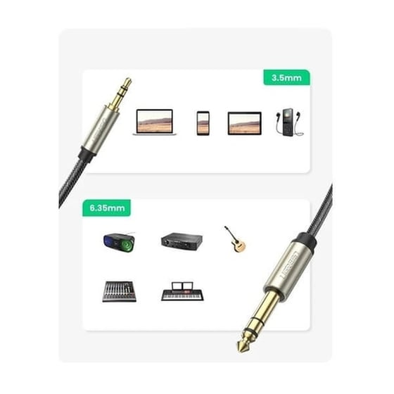 Ugreen Καλώδιο Ήχου TRS 6.3mm male - Jack 3.5mm male - 5m - Ασημί image 3