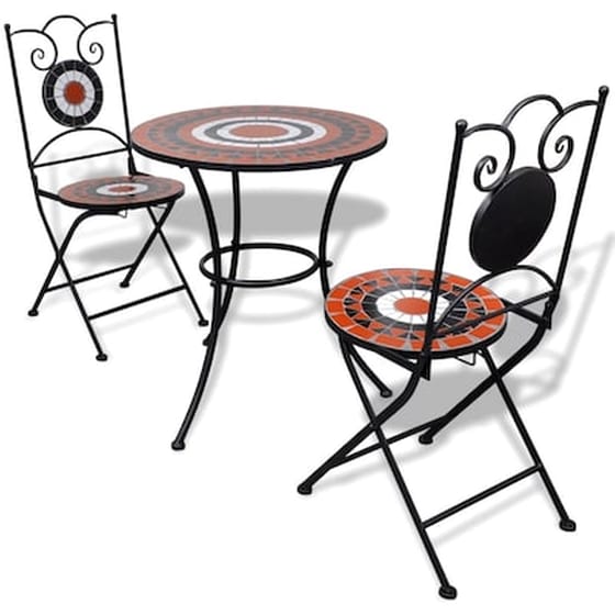 Vidaxl Σετ Επίπλων Bistro 3 Τεμαχίων Τερακότα/λευκό Κεραμικά Πλακίδια image 0