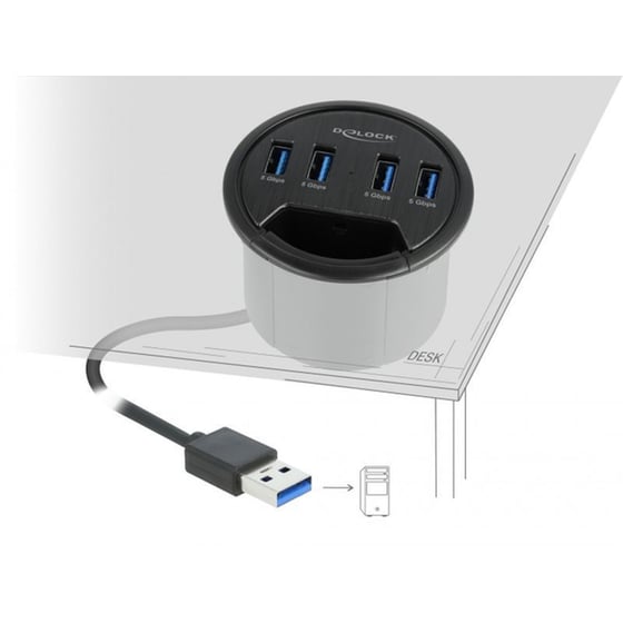 Delock 64153 USB Hub USB 3.2 με  4 θύρες - Μαύρο image 2