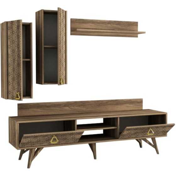 Έπιπλο Τηλεόρασης 24Mall Scintillio από Μοριοσανίδα 180x29.5x48.6 cm -  Καρυδί image 2