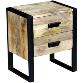 Κομοδίνο Vidaxl Από Μασίφ Ξύλο Μάνγκο 43x33x51 cm - Καφέ Μαύρο