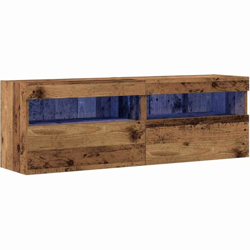 Έπιπλο Τηλεόρασης VidaXL Επιτοίχιο με LED 2 τμχ 60 x 30 x 40 cm - Παλαιωμένο Ξύλο