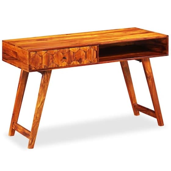 Γραφείο Μελέτης VidaXL από Μασίφ Ξύλο Sheesham 118x50cm - Καφέ Σκούρο image 4
