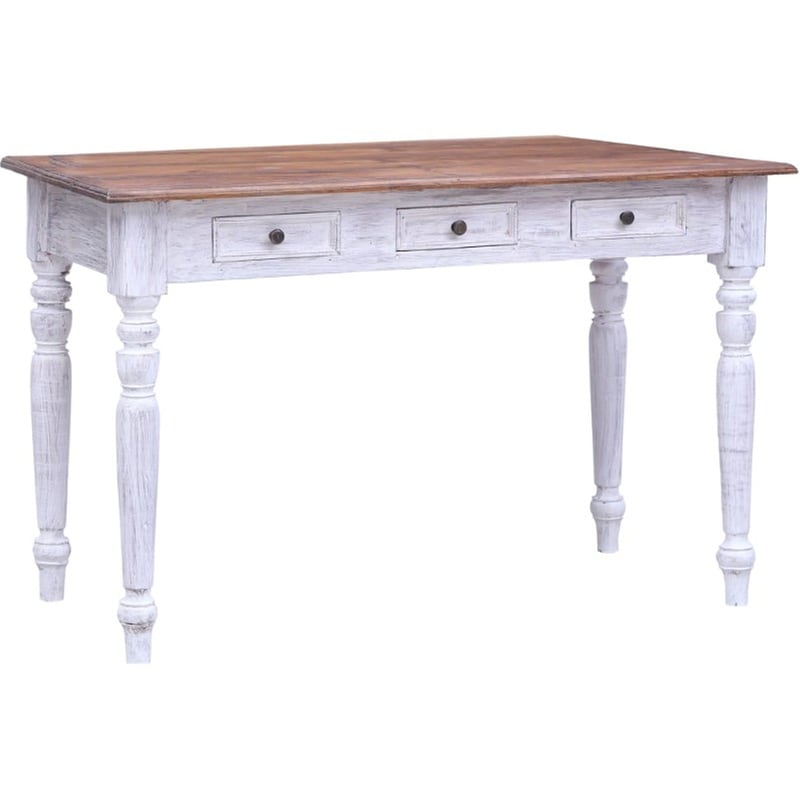 Γραφείο VidaXL με Συρτάρια από Μασίφ Μαόνι 117x57x75 cm - Λευκό