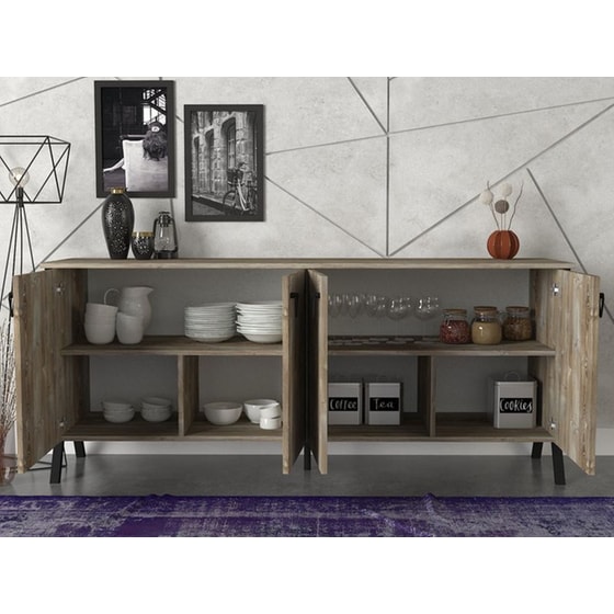 Μπουφές 24Mall Favore από Μοριοσανίδα/Μέταλλο 180x44.8x76.8 cm - Καρυδί/Μαύρος image 2