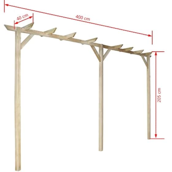 Vidaxl Πέργκολα Κήπου 400 X 40 X 205 Εκ. Ξύλινη image 3