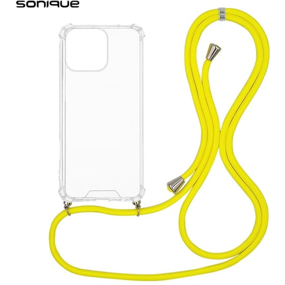 Θήκη Apple iPhone 16 Pro Max - Sonique Armor Clear Θήκη Σιλικόνης με Κορδόνι - Κίτρινο image 0