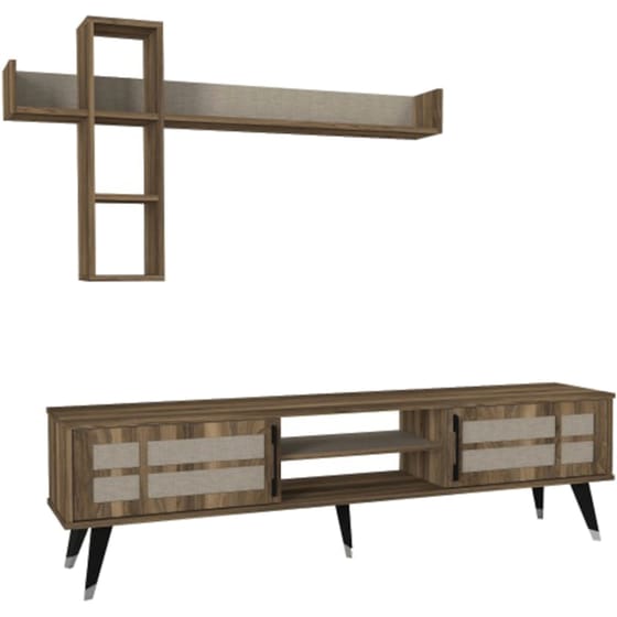 Έπιπλο Τηλεόρασης 24Mall Logo από Μοριοσανίδα 180x35x49.2 cm - Καφέ image 0